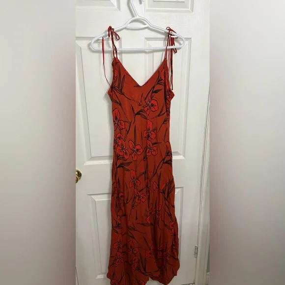 Anthropologie Asymmetrical Red Floral Dress - Picture 5 of 5